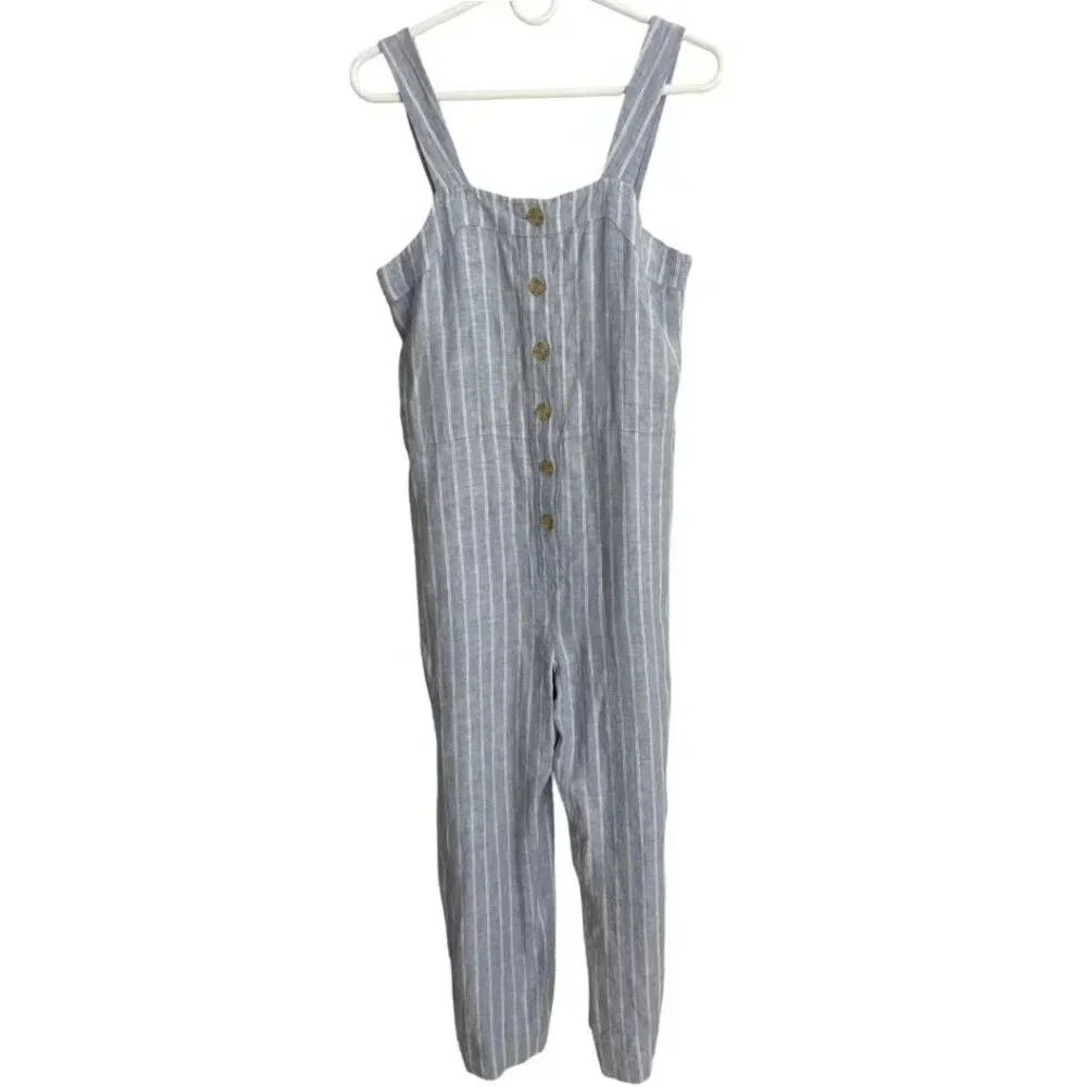 Everlane NWT Blue & White Striped Linen Jumpsuit WITHOUT BELT Size 0